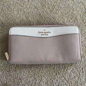 Kate Spade Taupe and White Leather Wallet